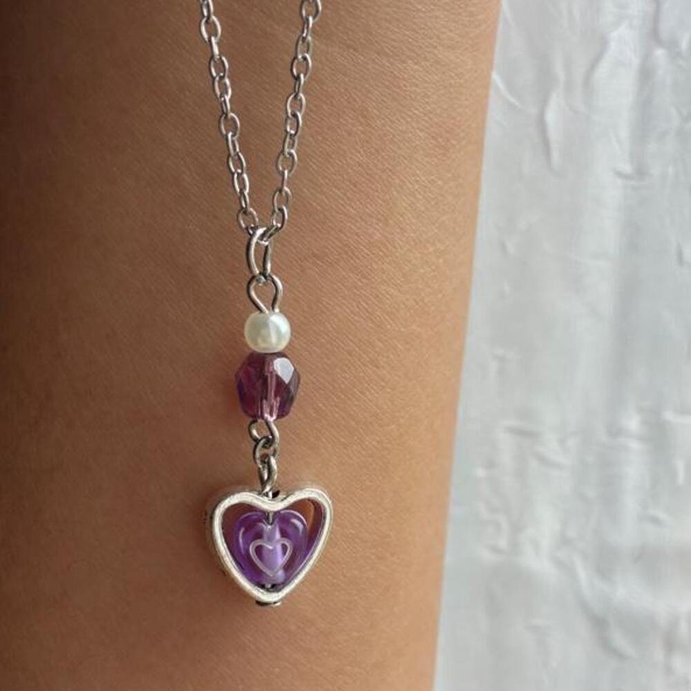 Purple heart y shaped dangle